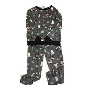 Disney Mickey Minnie Snowmen Pajamas S Fleece Winter Christmas Cozy Sleepwear